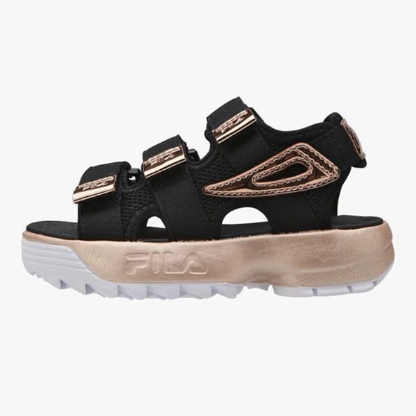 Fila Disruptor Sd Kd Boy's Sandals - Black/Gold,NZ 918-31950